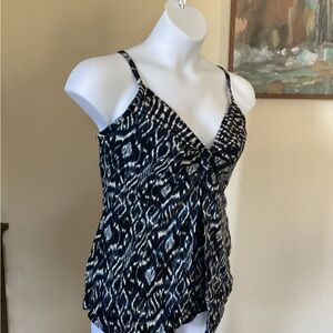 Miraclesuit Love Knot Tankini Top with Layered Front Faux Flyaway. 14DD